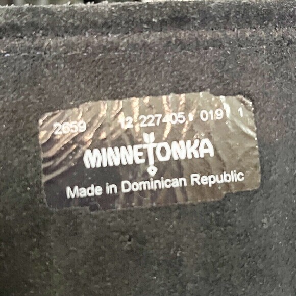 Minnetonka Moccasin Girls Black Boots 3 Layer Fringe Sz 12 Syle 2659 Leather - Picture 10 of 12